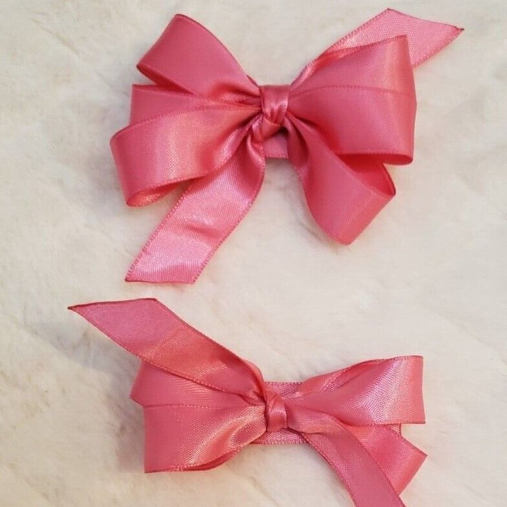 Pack of 3 Beautiful Handmade Girls Hair Bow Barrett Pink Silky Small/Medium